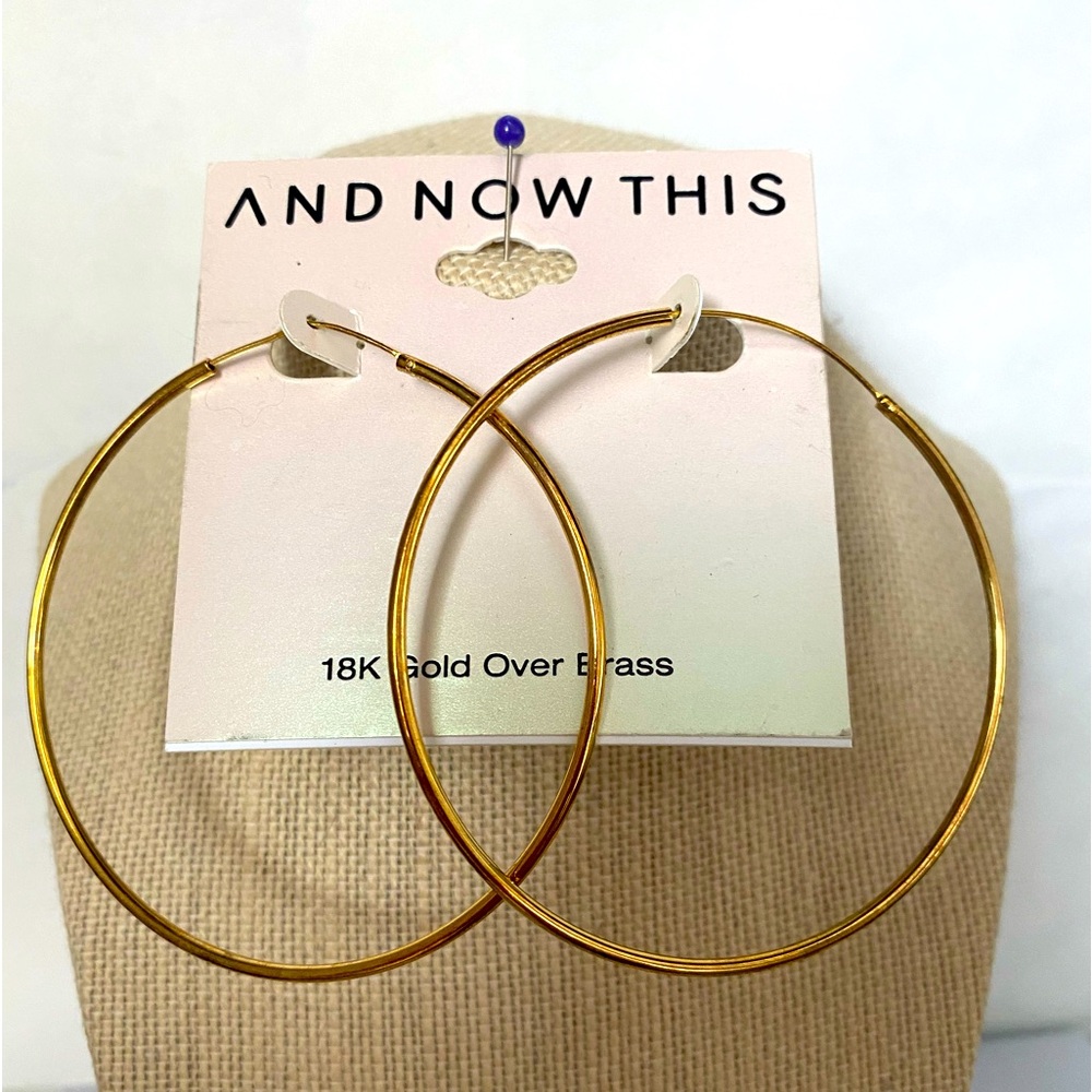 And Now This Oversized Large Endless 18K Gold Plated Hoops Earrings Large 3”